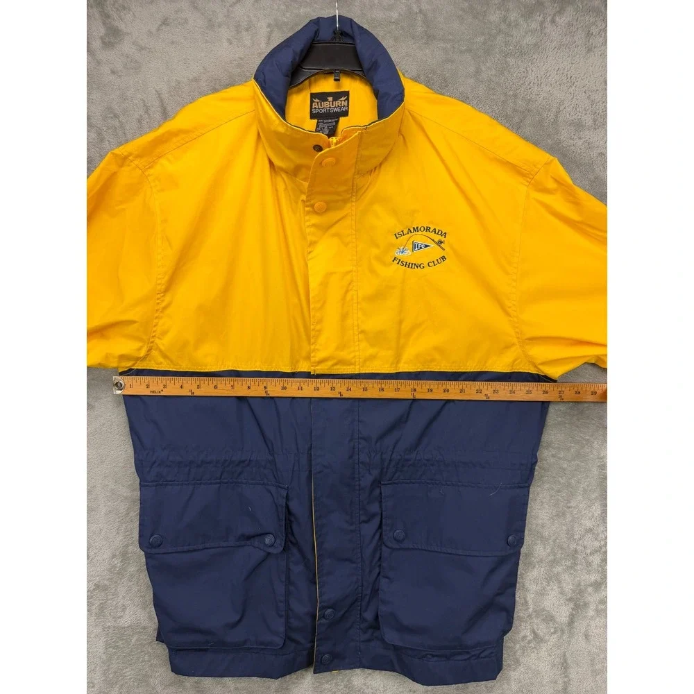 Auburn Sportswear Mens Hooded Jacket XL Yellow/Navy Islamorada Fishing Club Logo